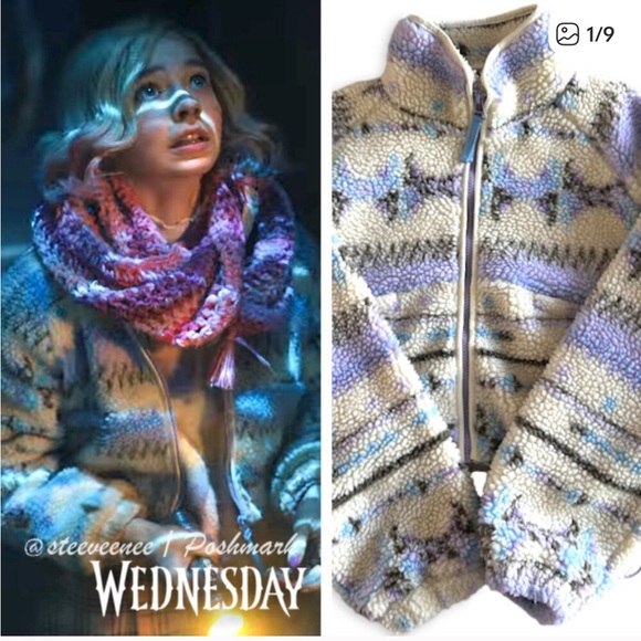 Pull&Bear Cropped Printed Teddy Jacket ASO Enid Sinclair lilac M medium - Picture 1 of 12
